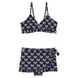 WE Fashion Triangel bikini met ruches donkerblauw