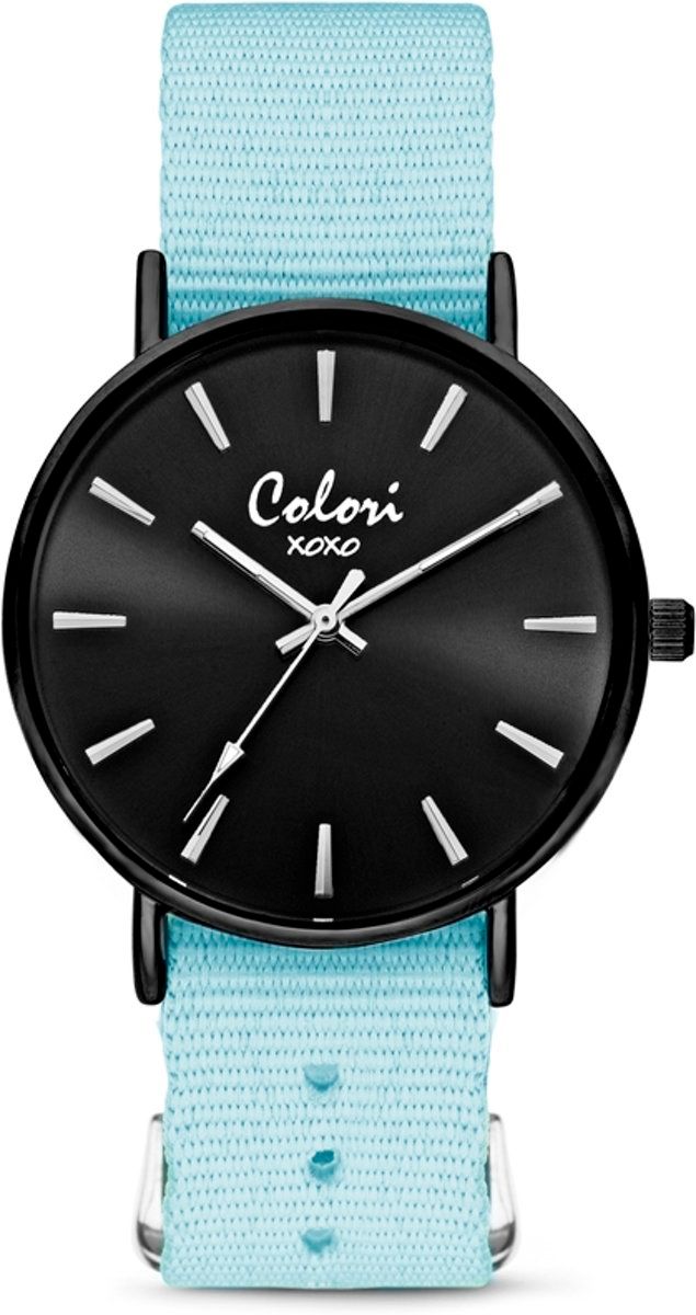 Colori XOXO 5-COL546 - Horloge - nato band - lichtblauw - Ã¸ 36 mm