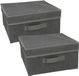 Gerimport Boîte de rangement London - 2x - 30 x 31 x 16,50 cm - anthracite - avec poignées