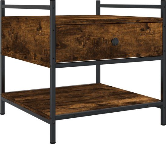 vidaXL Salontafel 50x50x50 cm bewerkt hout gerookt eikenkleurig