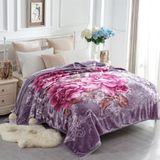 JYK Koreaanse faux nerts fleece deken 83" X 91", 2,6 kg - 2-laags omkeerbare zachte warme pluche flanellen deken (pioen/pioen, koning)