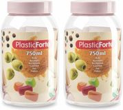 PlasticForte Voorraadpot/bewaarpot - 2x - 750 ml - kunststof - oud roze - B9 x H15 cm