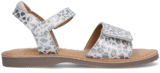 Braqeez 426110-991 Meisjes Platte Sandalen - Zilver - Imitatieleer - Klittenband
