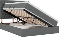 vidaXL LED Opbergbed met Matras - Donkergrijs - 140 x 190 cm - Stof