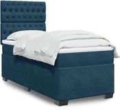 vidaXL Boxspring met matras fluweel blauw 80x200 cm