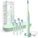 BarberBoss Elektrische tandenborstel, sonische oplaadbare tandenborstel voor volwassenen, 5 reinigingsmodi, 3 intensiteitsinstellingen, druksensor, 6 Dupont-opzetborstels en USB-oplaadbasis, QR-7305