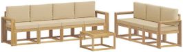 vidaXL Acacia Hout Bank Loungeset Blanc et Beige 4 Places