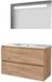 Basic Line Economic 46 Badkamermeubelset - 100 x 46 cm - Greeploos - 2 Lades - Keramische Wastafel - 1 Kraangat - Spiegel met LED Verlichting - Whisky Oak