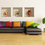 3D-muursticker, zelfklevend, 3D-effect, antieke vazen, wandtattoo, slaapkamer, volwassenen, 3D-muursticker, wanddecoratie, woonkamer, muursticker, trompe, ogen, 30 x 90 cm