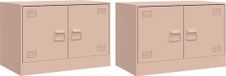 vidaXL Tv-meubelen 2 st 67x39x44 cm staal roze