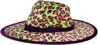 Funny Fashion Pimp/Pooier Hoed - Panterprint - Neon - Unisex Volwassenen