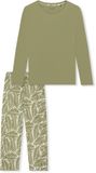 SCHIESSER Pyjama lang Dames 100% Katoen Lindegroen Effen Comfort Essentials Maat 40