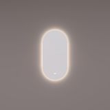 HIPP Design spiegel Ovaal-Recht PVD Geborsteld Messing met Indirecte LED Verlichting 40 x 90 x 3 cm met Spiegelverwarming. Kleurenwissel en Touch Dimmer