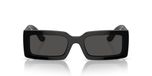 Dolce & Gabbana DG 4447B Lunettes de soleil géométriques pour femme en noir avec verres gris, 53mm