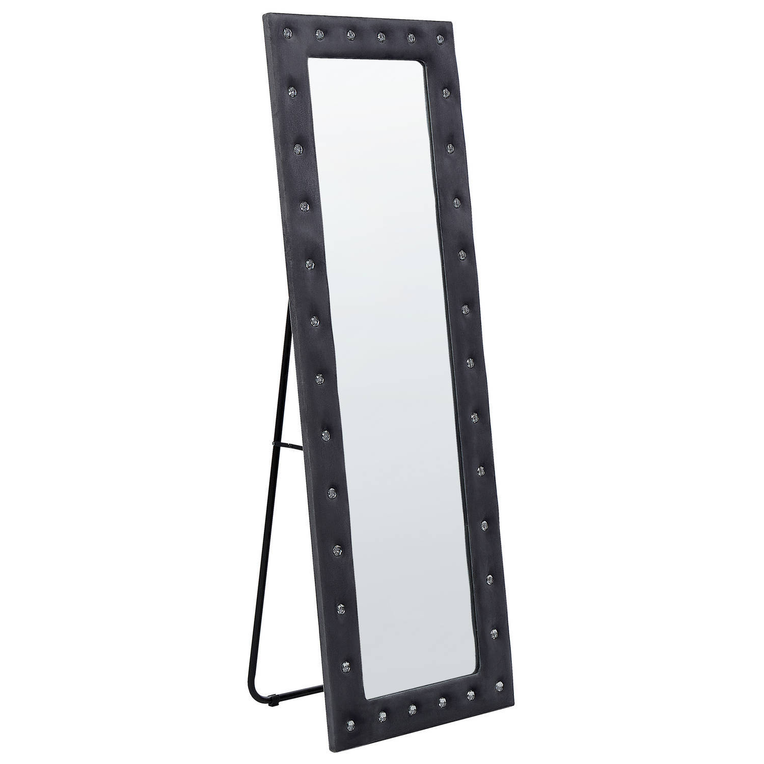 Beliani ansouis - staande spiegel-grijs-fluweel