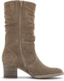 Gabor Dames Klassieke Laarzen 8041.02 Beige Suède Blokhak Ritssluiting