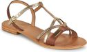 Les Dresco Hironela leren sandalen dames plat bruin maat 40