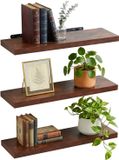 Merkloos / Sans marque Relaxdays Wandplank zwevend - set van 3 - 100 cm - industrieel - bruin-zwart