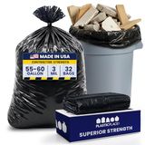 Plasticplace Zwarte aannemerstassen, 55 gallon, 38x58, 3 Mil, 32/koffer