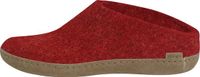 glerups Unisex Pantoffels Wol Rood Leren zool