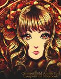 Crimson Gold Anime Girl Composition Notebook
