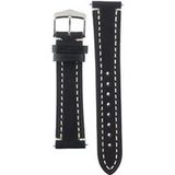 HIRSCH Liberty Lange zwarte lederen horlogeband 10900250-2