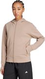 adidas Mujer D4T Workout Full Zip Hooded Sweatshirt, chalky brown, M