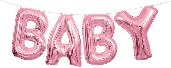 UNIQUE - Aluminium ballon slinger baby roze 2,5m