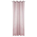 Eurofirany Glad metallic stippen, transparante opdruk, patroon, mat, 8 oogjes, zachte gordijnen, moderne eenvoudige gordijnen voor slaapkamer en woonkamer, roze + zilver, 140 x 250 cm