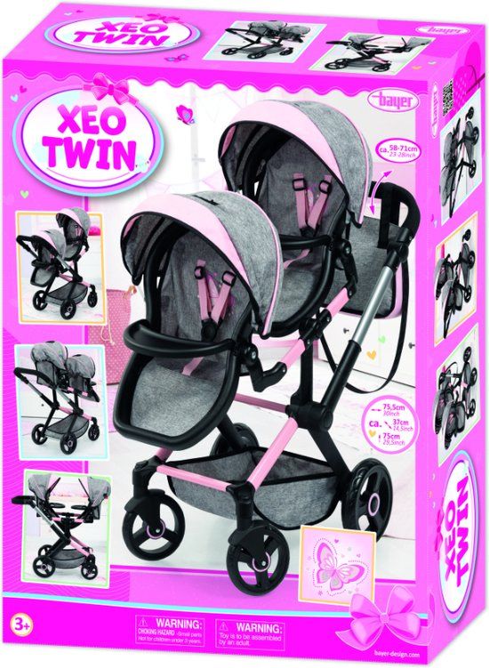 Xeo Bayer Design Tweeling poppenwagen Xeo Tweeling met Vlinder