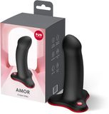 Fun Factory Amor | compacte dildo met zuignap | G-spot- & prostaatstimulatie | ideaal om op te rijden & strap-on compatibel | siliconen | seksspeeltje | Zwart