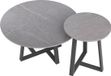 Moderne salontafel - Set van 2 - Koffietafel - Bijzettafel - Ronde salontafel - Industrieel - Marmerlook - Zwart - Grijs