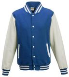 Just Hoods Varsity Jacket Royal Blue/White Maat XS