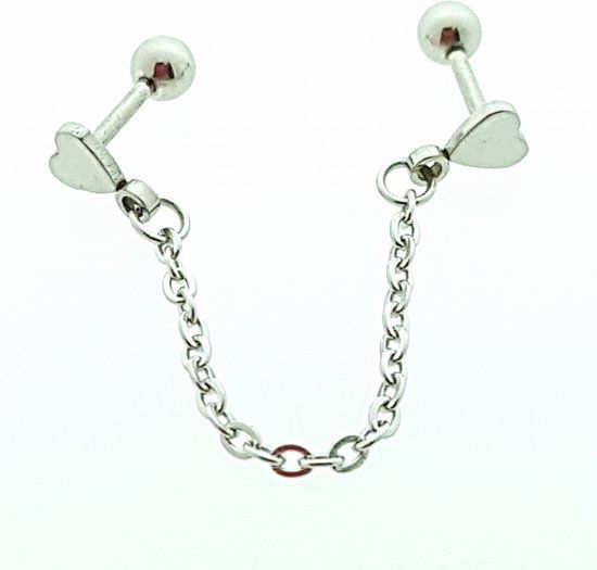 Aramat Jewels Helixpiercing met ketting hartjes