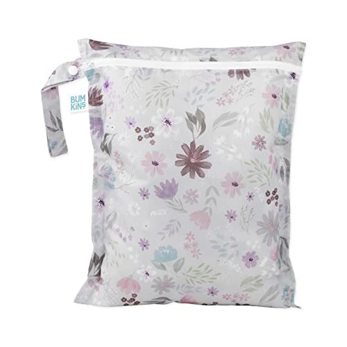 Bumkins Bumkins Waterdichte natte tas, wasbaar, herbruikbaar voor reizen, strand, zwembad, kinderwagen, luiers, vuile gymkleding, natte badpakken, toiletartikelen, 12x14 - bloemen