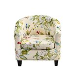 Crafttable 2-delige hoes voor kuipstoel, bedrukte hoes voor fauteuils, fauteuilhoezen met print, ronde loop, meubelbeschermer met elastische onderkant, voor bar, aanrecht, woonkamer, 03