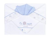 Andy & Helen 3-delige beddengoedset voor kinderbed, geborduurd laken + hoeslaken met elastieken en kussensloop, geschikt voor wieg, babykuip en kinderwagen, lichtblauw