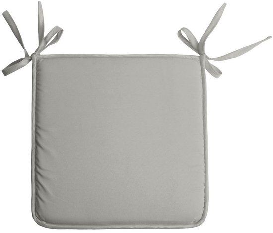 Stof Textile Home stoelkussens - lichtgrijs - 38 x 38 x 3 cm - voor binnen - touwtjes sluiting - zitkussens plat - vierkant