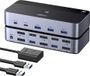 UGREEN Commutateur KVM DisplayPort, 2 entrées, 2 sorties, 8 K, 60 Hz, 2 | Commutateur KVM 4K avec 4 ports USB 3A1C 5 Gbps pour clavier, souris, disque dur, contrôleur de bureau, câble USB inclus