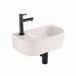 QeramiQ Fuente Fontein - 40x22x12cm - lisse - demi-rond - robinet gauche - céramique - robinet noir mat - siphon encastré - bouchon de vidange - lin