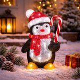 Luca Lighting Kerstverlichting figuur - pinguin - 30 cm - LED kerstfiguur - batterij - kerstversiering