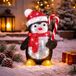 Luca Lighting Kerstverlichting figuur - pinguin - 30 cm - LED kerstfiguur - batterij - kerstversiering