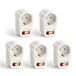 Stopcontactadapter Perfect Stopcontactadapter met aan/uit-schakelaar, 1 x type C/EF, 16 A, wit, 5-delige set