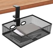 Merkloos / Sans marque Icecat Under Desk Drawer 360° Organiser Drawers Desk Organiser with 2 Cable Holes No Drilling Suitable for Home Office School, zwart