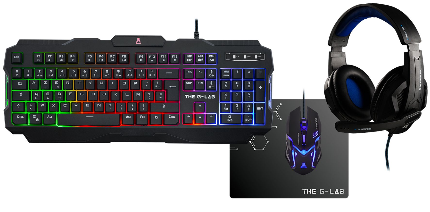 THE G-LAB Combo Argon - Toetsenbord - AZERTY - Zwart