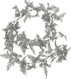 Christmas Decoration Guirlande - 2x - verlicht - met bladeren - zilver - 150 cm - lichtsnoer - kerstversiering/slinger