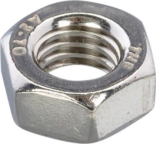Hoenderdaal moer zeskant RVS M10 DIN 934 A2 - 100 stuks