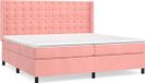 vidaXL Boxspringbed met matras, fluweel, roze, 200x200 cm