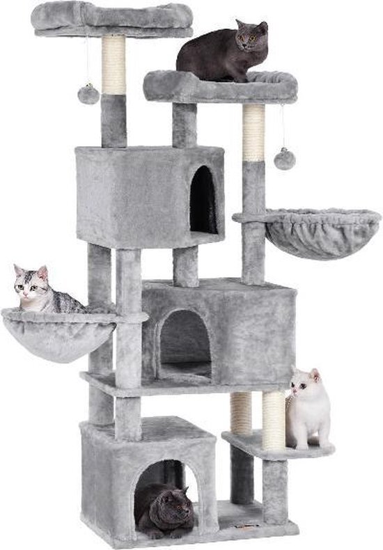 - MIRA Home - Krabpaal voor katten Krabpaal - Basic - Hout/Sisal - Licht Grijs - 55x40x164
