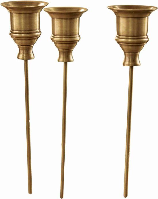 LOBERON Insteekkaarsenhouder set van 3 Lalley messing